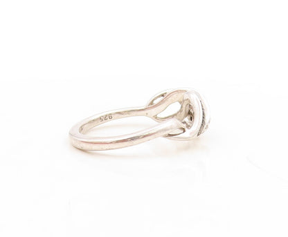 925 Sterling Silver Vintage Ring Spiral White & Black Diamonds  Sz 7  RG31286