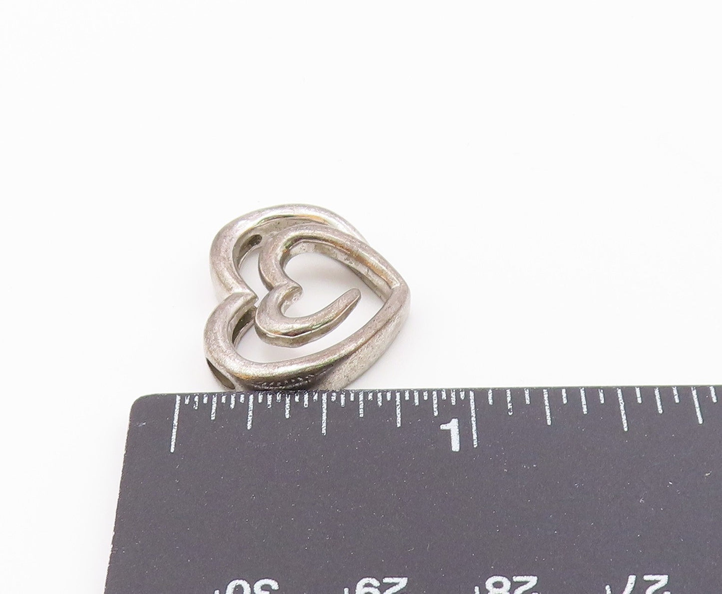 925 Sterling Silver  Vintage Dark Tone Open Love Heart Smooth Pendant  PT16574