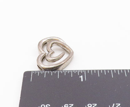 925 Sterling Silver  Vintage Dark Tone Open Love Heart Smooth Pendant  PT16574