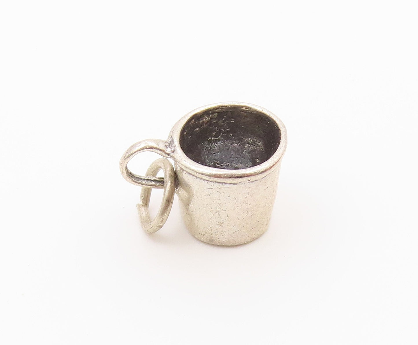 925 Sterling Silver  Vintage Petite Baby Etched Mug Cup Drop Pendant  PT8566