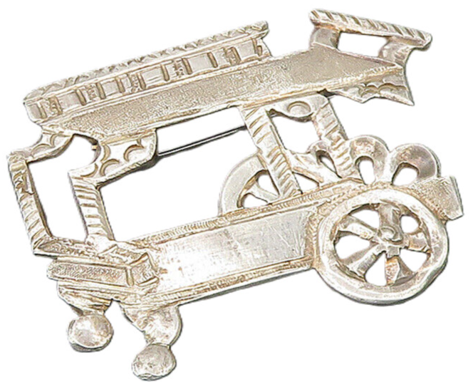 925 Sterling Silver  Vintage Shiny Old Fashioned Carriage Brooch Pin  BP6555