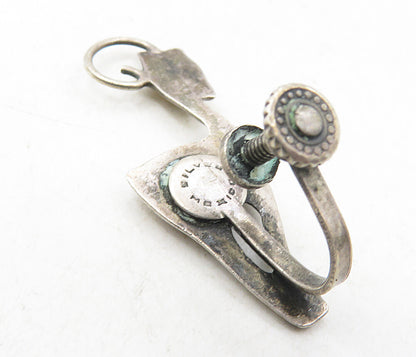 MEXICO 925 Sterling Silver  Vintage Antique Deer Non Pierce Earrings  EG4854