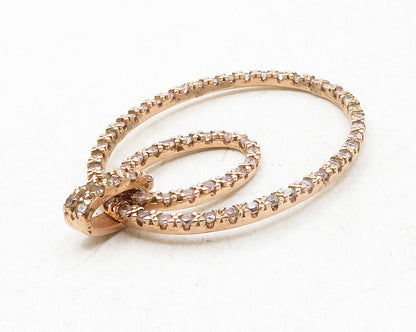 925 Sterling Silver  Vintage Pink Topaz Rose Gold Plated Oval Pendant  PT10143