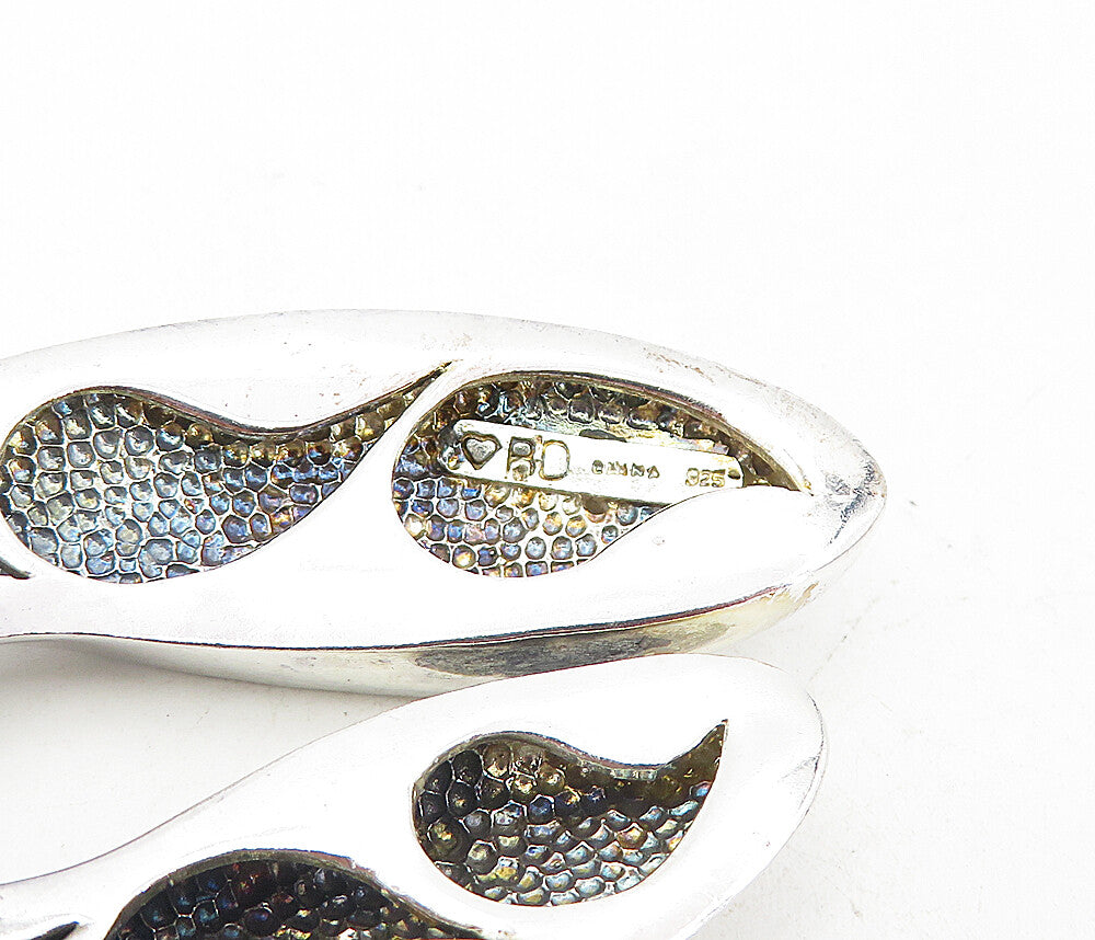 925 Sterling Silver  Vintage Shiny Modernist Design Cutout Trinket  TR1364