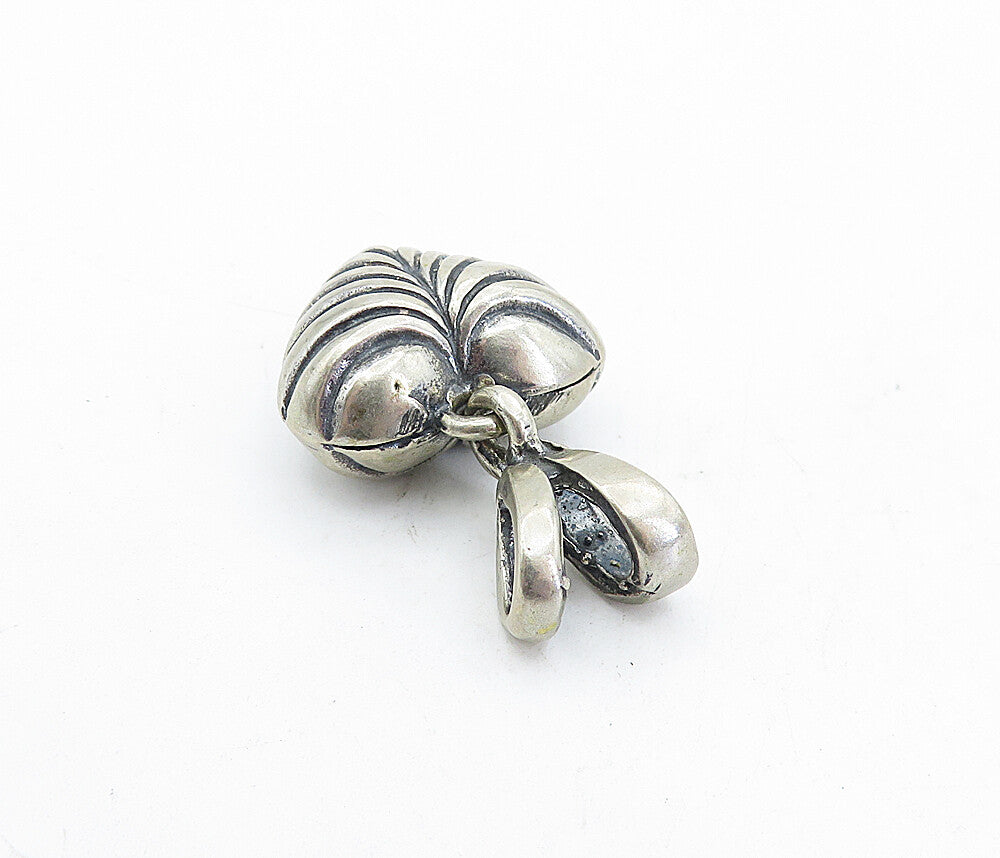 925 Sterling Silver  Vintage Dark Tone Hollow Love Heart Drop Pendant  PT3502