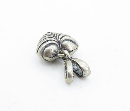 925 Sterling Silver  Vintage Dark Tone Hollow Love Heart Drop Pendant  PT3502