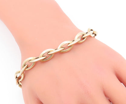 925 Sterling Silver Vintage Bracelet Gold Plated Designer Eye Shape Link BT10335