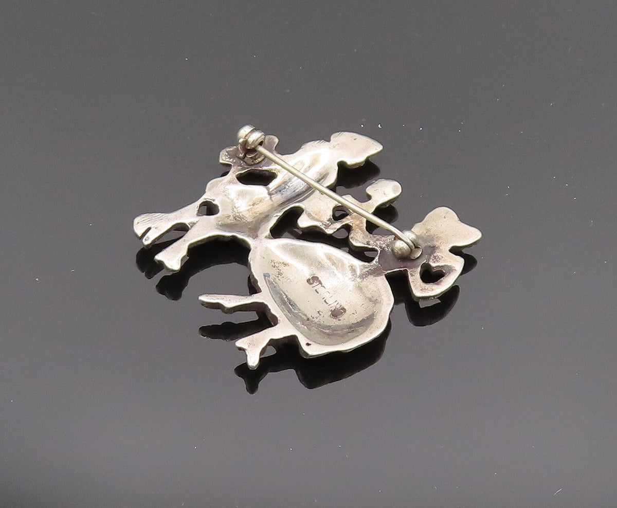 925 Silver  Vintage Antique Man Giving Flower Romantic Brooch Pin  BP10151