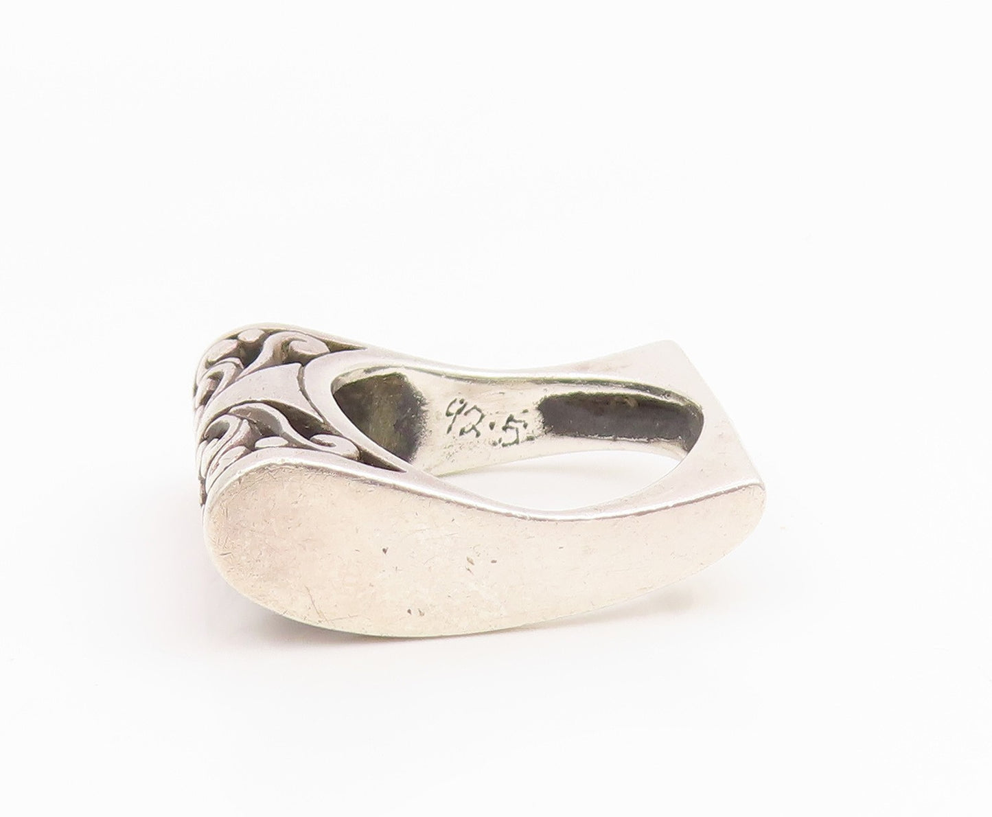 925 Sterling Silver Vintage Ring Modernist Open Scroll Bar Band  Sz 7  RG35497