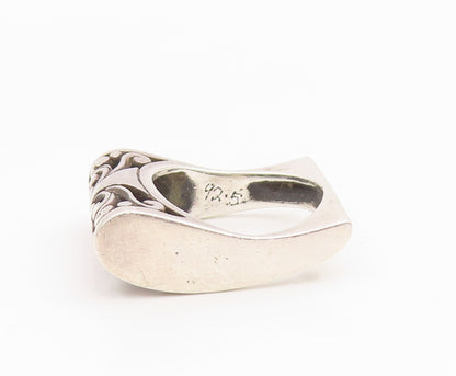 925 Sterling Silver Vintage Ring Modernist Open Scroll Bar Band  Sz 7  RG35497