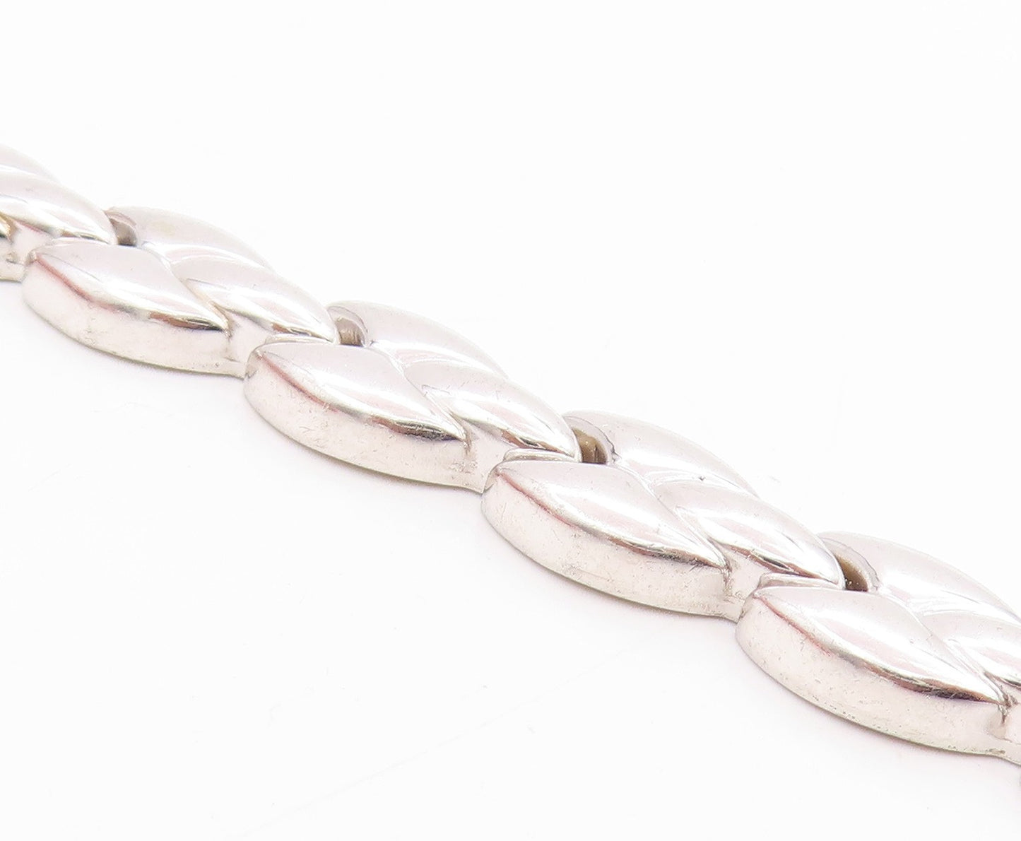 925 Sterling Silver Vintage Bracelet Intertwined Polished Link Chain   BT11476