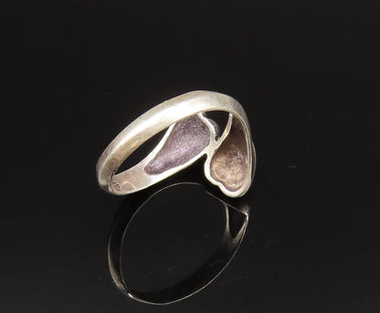 925 Sterling Silver  Vintage Dainty Love Heart Bypass Ring Sz 8  RG25684
