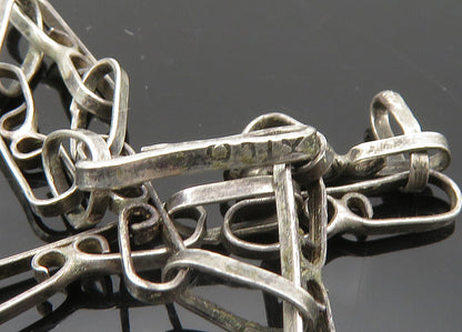 925 Sterling Silver  Vintage Green Stone Starfish Motif Chain Necklace  NE3390