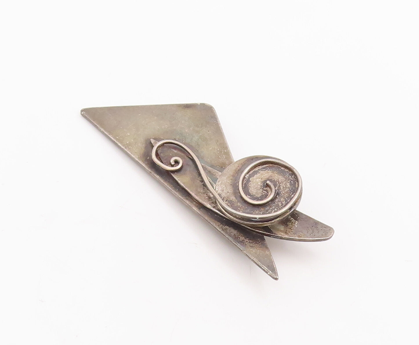925 Sterling Silver Vintage Brooch Pin Designer Swirled Cutout   BP10989