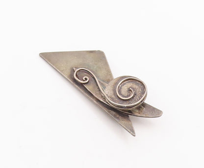 925 Sterling Silver Vintage Brooch Pin Designer Swirled Cutout   BP10989