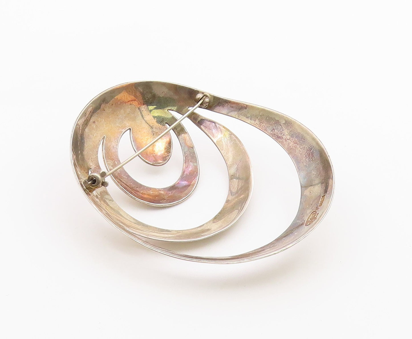 SANDRA BAKER 925 Sterling Silver  Vintage Modernist Dome Brooch Pin  BP7969