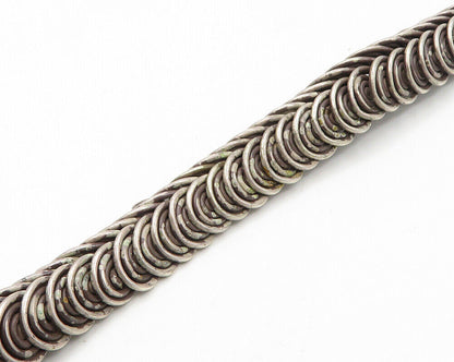 925 Sterling Silver  Vintage Dark Tone Floral Detail Chain Bracelet  BT7715