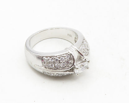 925 Sterling Silver  Sparkling Cubic Zirconia Smooth Band Ring Sz 7.5  RG9825