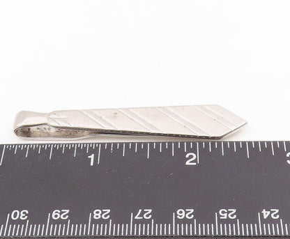 925 Sterling Silver Vintage Tie Clip MAULEIGH Classic Striped Formal Tie  TR4157