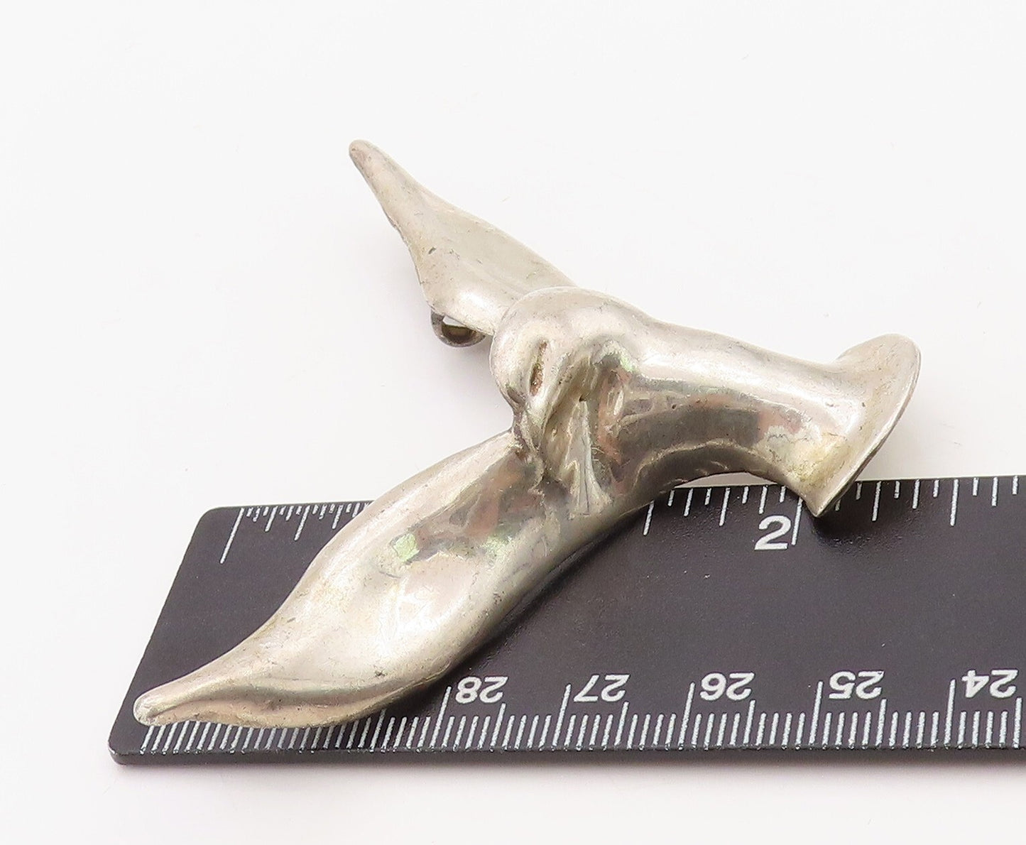 925 Sterling Silver Vintage Pendant Brutalist Carved Flying Bird Design  PT23586