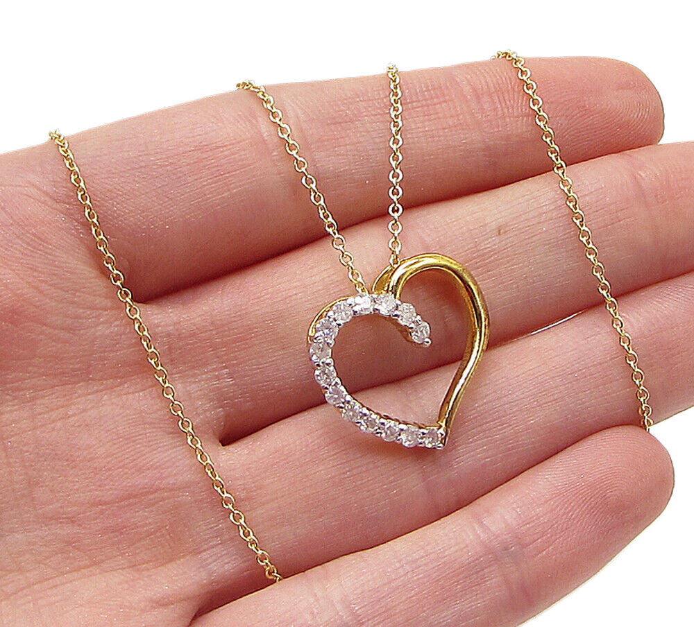 Gold Over 925 Silver  .75ctw Genuine Diamonds Love Heart Pendant & Chain PT2039