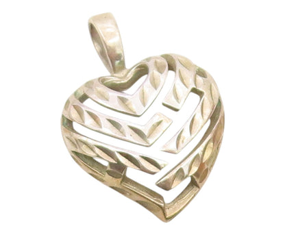 925 Sterling Silver  Vintage Shiny Diamond Cut Love Heart Pendant  PT15804