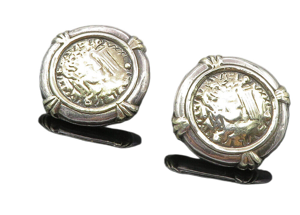 925 Sterling Silver  Vintage Modernist Shiny Round Non Pierce Earrings  EG5154