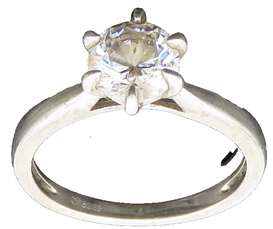 925 Sterling Silver  Vintage Cubic Zirconia Solitaire Ring Sz 6.5  RG20998