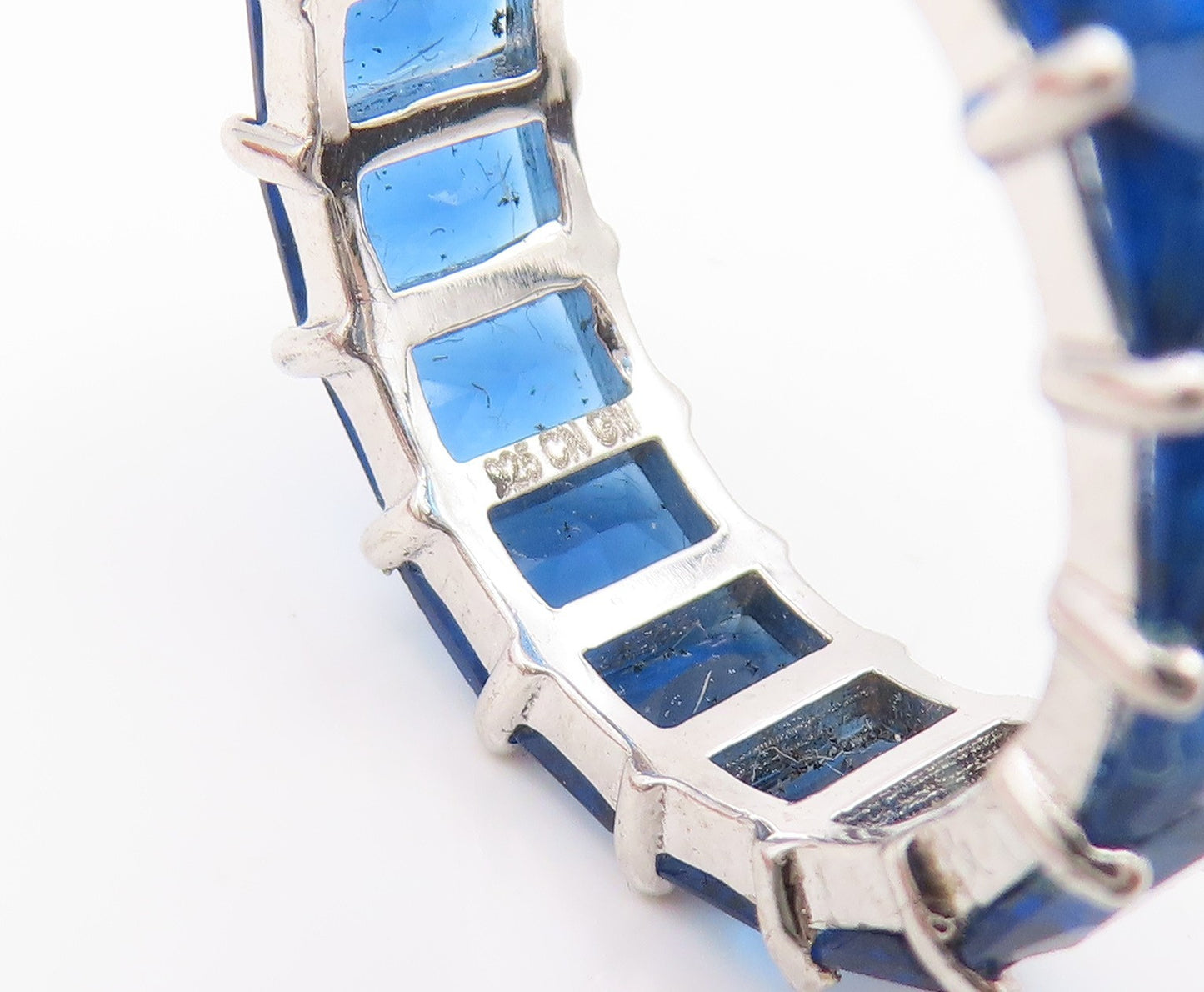 925 Sterling Silver Vintage Ring Elegant Sapphire Eternity Band  Sz 8  RG35195