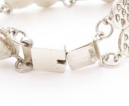 925 Sterling Silver Vintage Bracelet Designer Cabochon Round Gemstones  BT11154