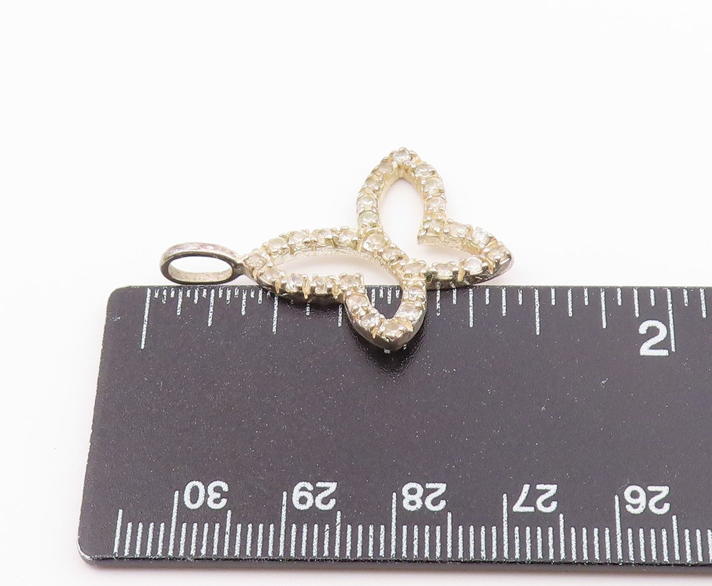 925 Sterling Silver  Vintage Topaz Open Butterfly Motif Pendant  PT17988