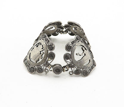 925 Sterling Silver  Vintage Antique Rope Twist Storyteller Bracelet  BT1621