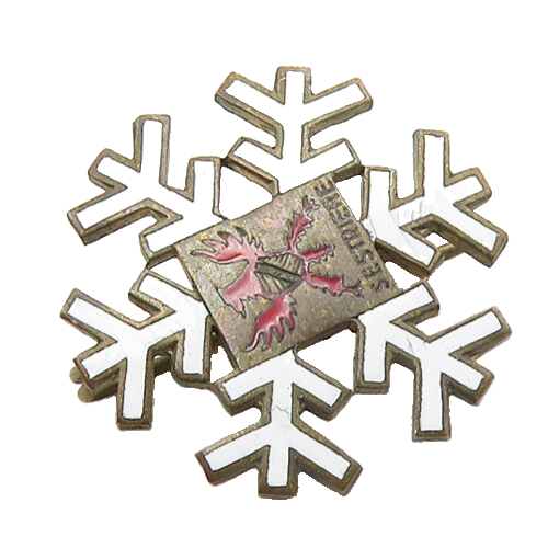 ORIOLE PATTILU 925 Silver  Vintage Sestriere City Snowflake Brooch Pin  BP7774