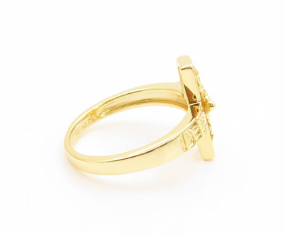 925 Sterling Silver Vintage Ring Gold Plated Jesus Crucifix Band  Sz 10  RG35210