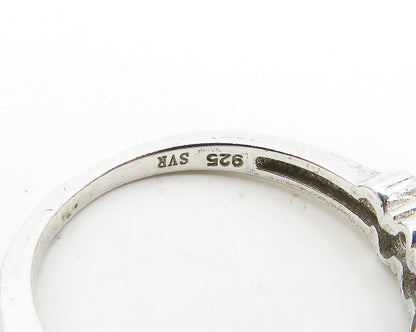 925 Sterling Silver  Cubic Zirconia Solitaire With Accents Ring Sz 8  RG18670