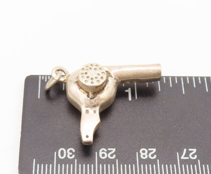 925 Sterling Silver  Vintage Carved Hair Blow Dryer Charm Pendant  PT22337