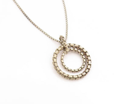 925 Sterling Silver Vintage Necklace Designer Interlocking Circles Chain NE4664