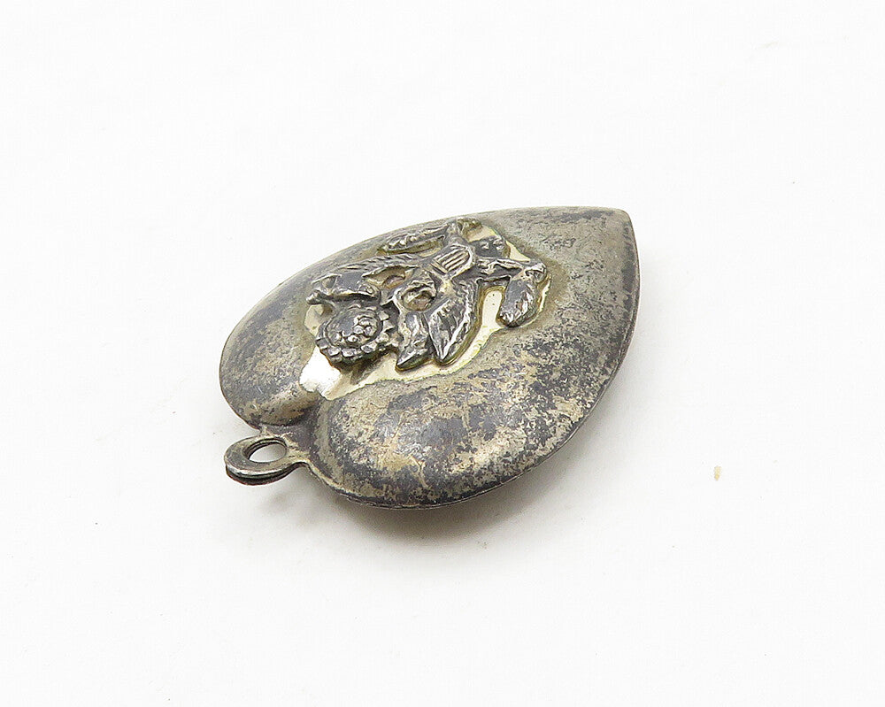 925 Sterling Silver  Vintage US Military Heart Dark Tone Pendant  PT14971