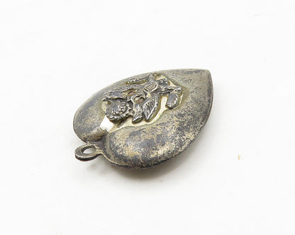 925 Sterling Silver  Vintage US Military Heart Dark Tone Pendant  PT14971