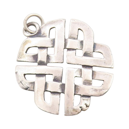 925 Sterling Silver Vintage Pendant Cutout Circle Of Celtic Knots PT24179