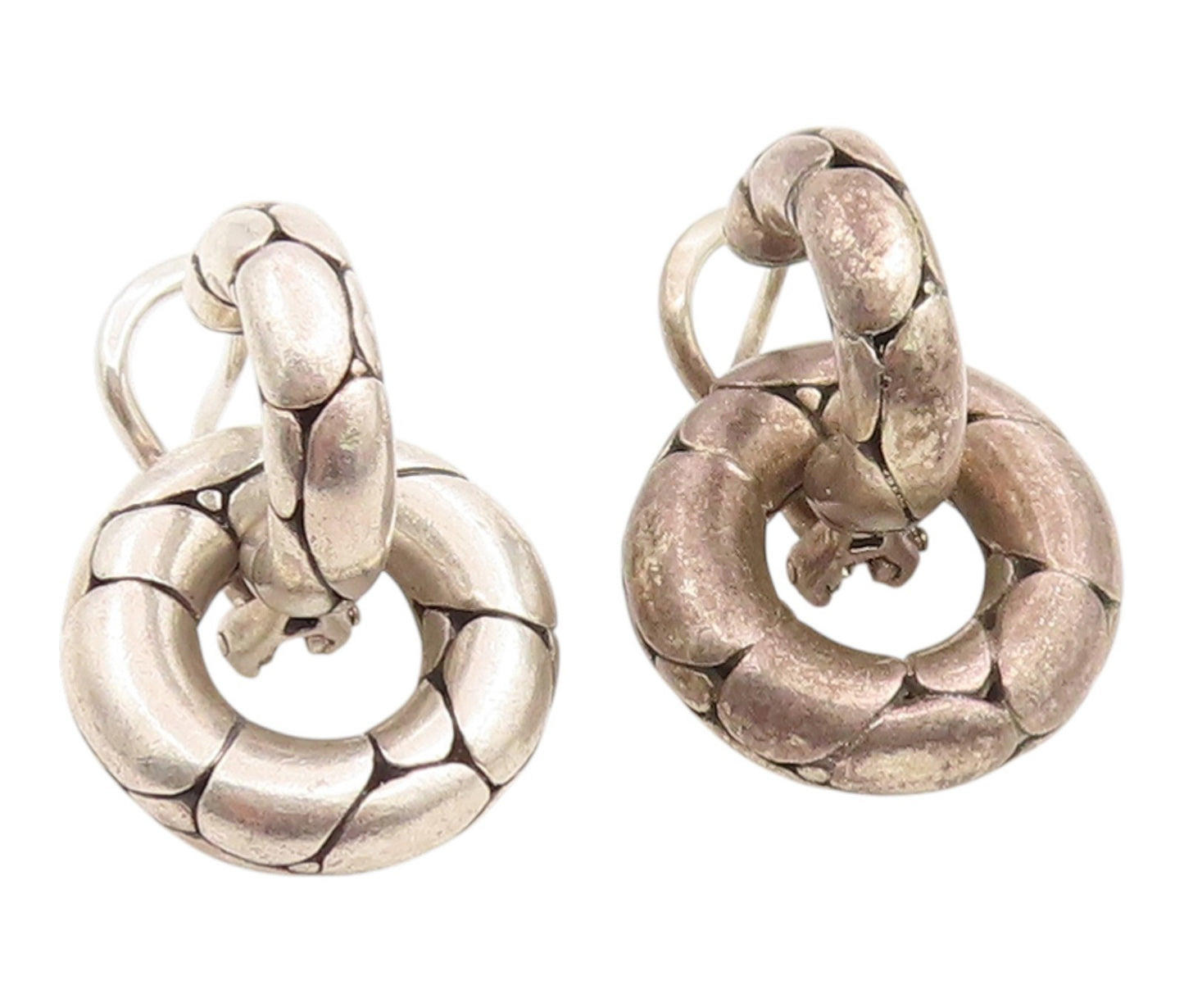 925 Sterling Silver Vintage Earrings JOHN HARDY Modernist Pebble Motif  EG14261