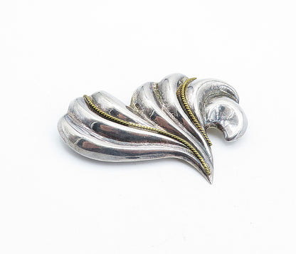 LATON MEXICO 925 Silver  Vintage Two Tone Fluted Twist Brooch Pin  BP2415