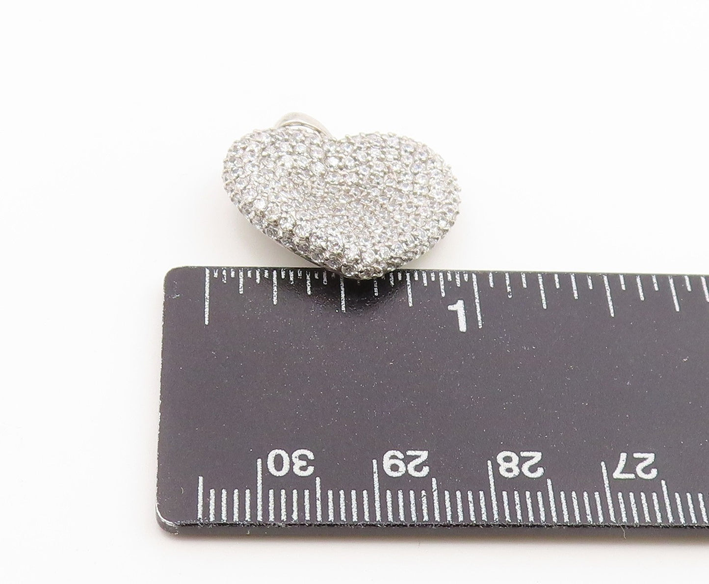 925 Sterling Silver Vintage Pendant Classic CZ Cluster Love Heart Charm  PT26644