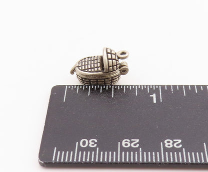 925 Sterling Silver Vintage Pendant Antique Dark Tone Baby Cradle Charm  PT24520