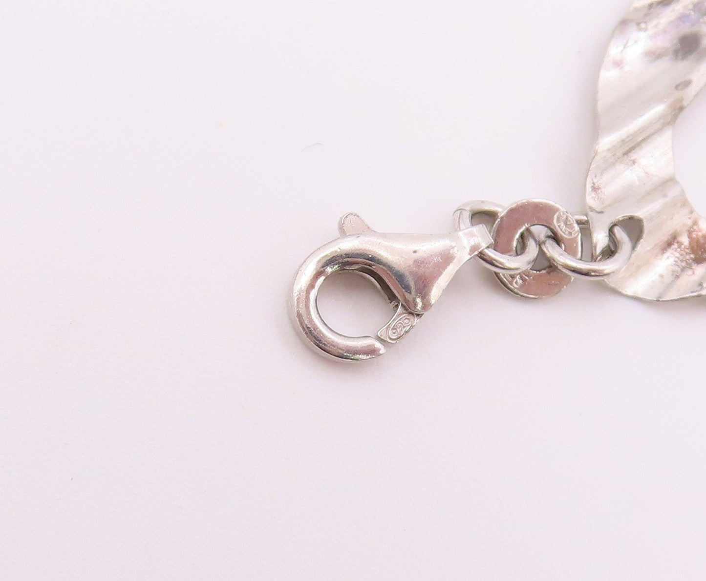 925 Sterling Silver  Vintage Shiny Sculpted Link Chain Bracelet  BT6515