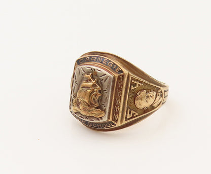 10K GOLD  Vintage Antique 1979 Carnegie High School Band Ring Sz 9  GR617