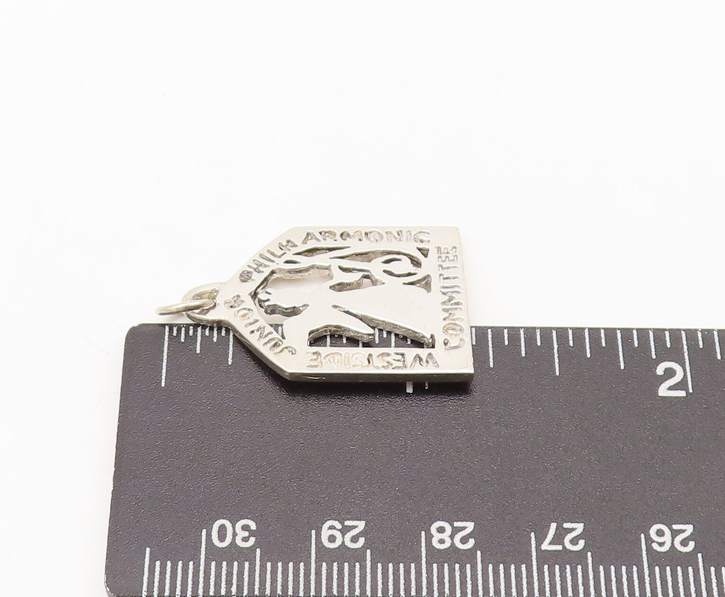 925 Sterling Silver  Vintage Solid Carved Framed Musical Angle Pendant PT22390