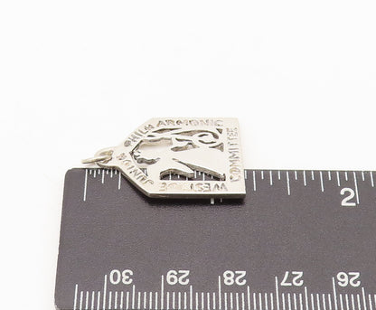 925 Sterling Silver  Vintage Solid Carved Framed Musical Angle Pendant PT22390
