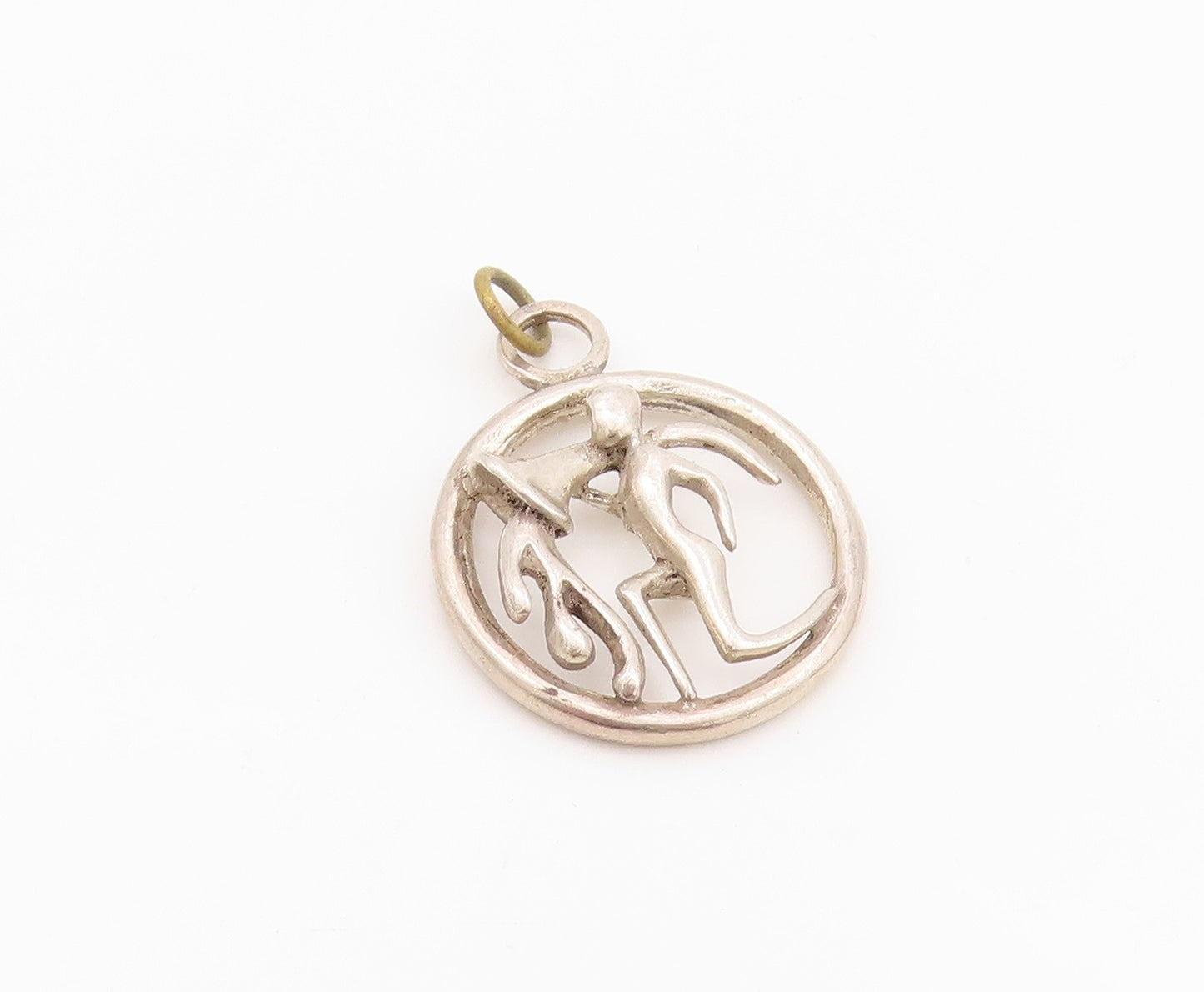 925 Sterling Silver Vintage Pendant Solid Cutout Dancing Couple  PT24332