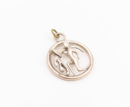 925 Sterling Silver Vintage Pendant Solid Cutout Dancing Couple  PT24332
